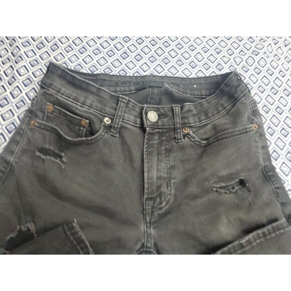 Ameeican Eagle Ne(X)t Level Flex Women's Denim Black Distressed Jeans Size 28x28 - Picture 3 of 16